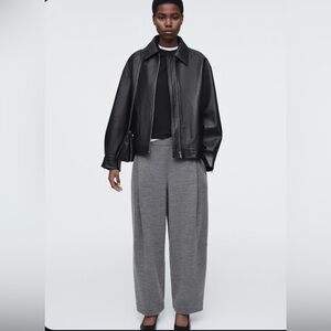 COS BOILED-WOOL BARREL-LEG PANTS